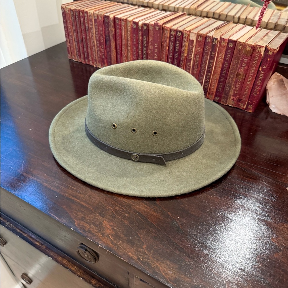 Men's Classic Olive Fedora Hat - Picture 4 of 5